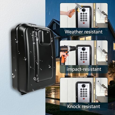 Upgraded Wall-Mounted Key Lock Box, Weatherproof Outdoor Lockbox, 12-Digit Customizable Security Code Anti-Theft, Key Safe Storage Lock Box for Home, Office, Garage, Airbnb hosts, Spare key storage, in Saudi Arabia