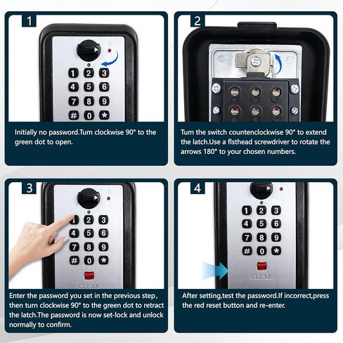 Upgraded Wall-Mounted Key Lock Box, Weatherproof Outdoor Lockbox, 12-Digit Customizable Security Code Anti-Theft, Key Safe Storage Lock Box for Home, Office, Garage, Airbnb hosts, Spare key storage, in Saudi Arabia