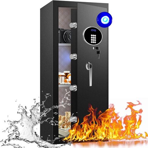 9.2 Cu Ft Fireproof Safe with LED Light - 60 Min Fire Rated Waterproof Security Box, Digital Keypad Lock for Home Office, Documents, Jewelry, Laptop & Valuables in Kuwait