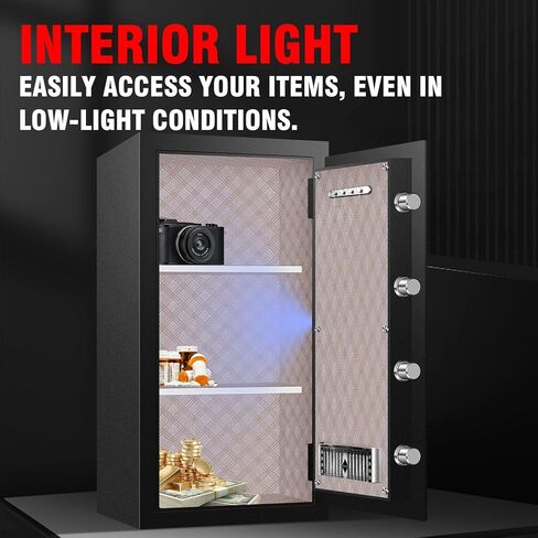 9.2 Cu Ft Fireproof Safe with LED Light - 60 Min Fire Rated Waterproof Security Box, Digital Keypad Lock for Home Office, Documents, Jewelry, Laptop & Valuables in Saudi Arabia