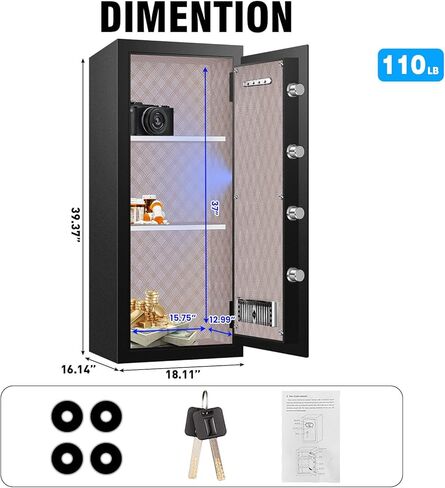 9.2 Cu Ft Fireproof Safe with LED Light - 60 Min Fire Rated Waterproof Security Box, Digital Keypad Lock for Home Office, Documents, Jewelry, Laptop & Valuables in Kuwait
