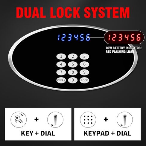 9.2 Cu Ft Fireproof Safe with LED Light - 60 Min Fire Rated Waterproof Security Box, Digital Keypad Lock for Home Office, Documents, Jewelry, Laptop & Valuables in Kuwait