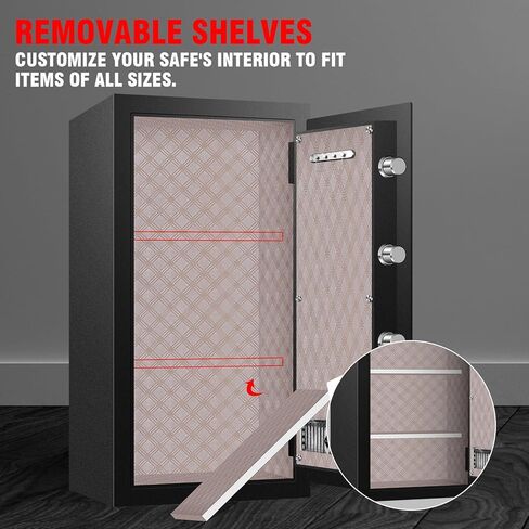 9.2 Cu Ft Fireproof Safe with LED Light - 60 Min Fire Rated Waterproof Security Box, Digital Keypad Lock for Home Office, Documents, Jewelry, Laptop & Valuables in Kuwait