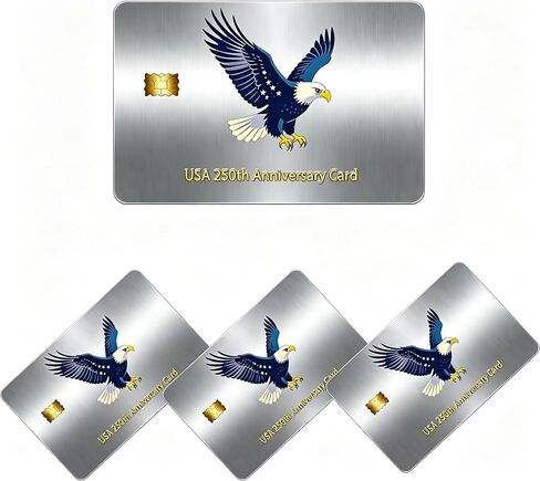 4Pcs U.S. 250th Anniversary Credit Card Stickers — Patriotic-Themed Stickers for Credit and Debit Cards — 250th Anniversary Edition Stickers (Silver Eagle) in Kuwait