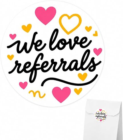 Business Referral Stickers Decals: Small Business Marketing Labels — 120 Pcs 1.6" Round Adhesive Decals for Envelopes Packages Mailers — Heart Design Appreciation Tags for Real Estate Agents in Saudi Arabia