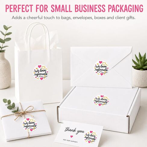 Business Referral Stickers Decals: Small Business Marketing Labels — 120 Pcs 1.6" Round Adhesive Decals for Envelopes Packages Mailers — Heart Design Appreciation Tags for Real Estate Agents in Saudi Arabia