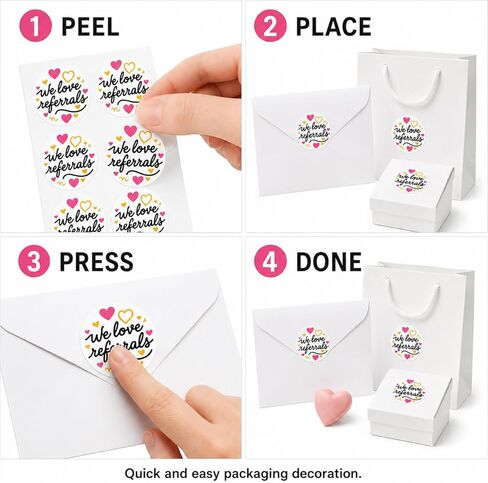 Business Referral Stickers Decals: Small Business Marketing Labels — 120 Pcs 1.6" Round Adhesive Decals for Envelopes Packages Mailers — Heart Design Appreciation Tags for Real Estate Agents in Saudi Arabia