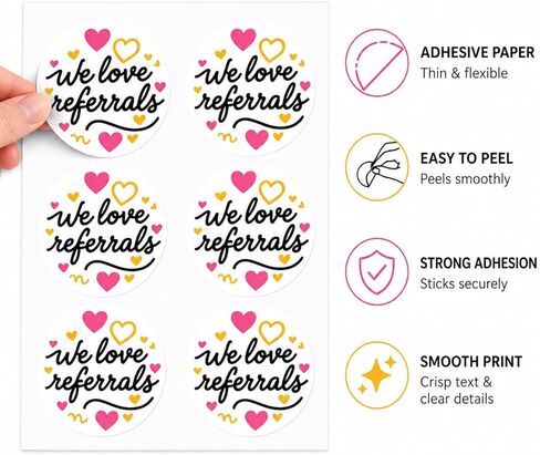 Business Referral Stickers Decals: Small Business Marketing Labels — 120 Pcs 1.6" Round Adhesive Decals for Envelopes Packages Mailers — Heart Design Appreciation Tags for Real Estate Agents in Saudi Arabia