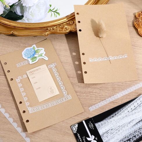 120 PCS Lace Stickers for Scrapbooking White Lace Scrapbook Stickers Vintage Cute Coquette Aesthetic Bride Sticker Decorative Long Laces Tape Set for Planners Laptops Journals Crafts Photo Frame in Kuwait