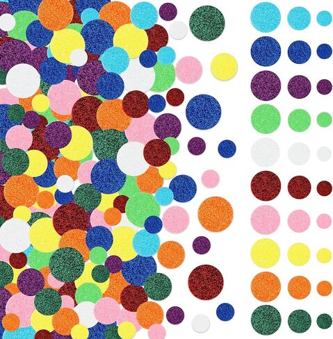 960 Pcs Round Foam Stickers Self-Adhesive Glitter Colorful Round Dot Decals for Blackboards Scrapbooks Greeting Cards Birthday Party Home School Projects Decoration in Kuwait