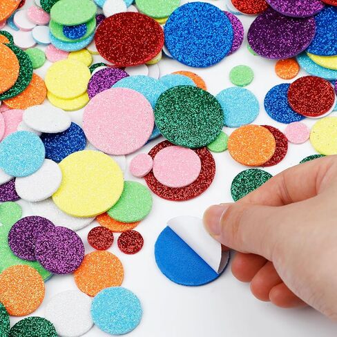 960 Pcs Round Foam Stickers Self-Adhesive Glitter Colorful Round Dot Decals for Blackboards Scrapbooks Greeting Cards Birthday Party Home School Projects Decoration in Kuwait