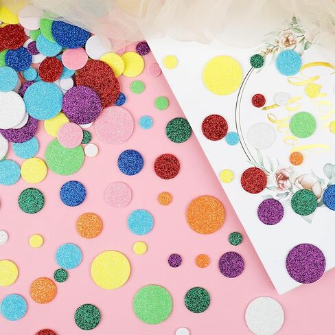 960 Pcs Round Foam Stickers Self-Adhesive Glitter Colorful Round Dot Decals for Blackboards Scrapbooks Greeting Cards Birthday Party Home School Projects Decoration in Kuwait