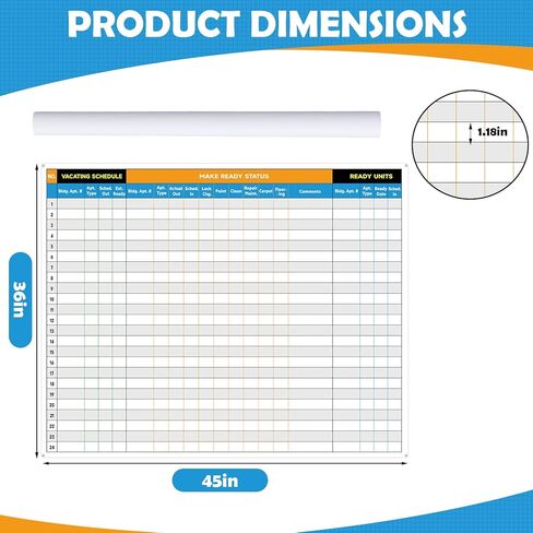 Lincia Large Property Management Make Ready White Board, 36"x45" Dry Erase Vision Board Project Management Checklist Schedule Wall Planner Reusable Apartment Maintenance Tool for Real Estate Manager in Kuwait