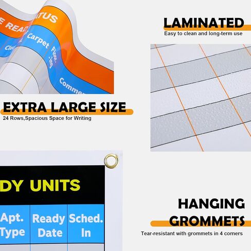 Lincia Large Property Management Make Ready White Board, 36"x45" Dry Erase Vision Board Project Management Checklist Schedule Wall Planner Reusable Apartment Maintenance Tool for Real Estate Manager in Kuwait