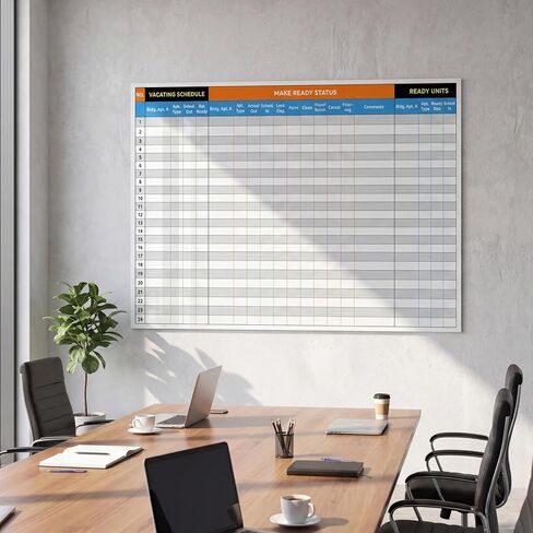 Lincia Large Property Management Make Ready White Board, 36"x45" Dry Erase Vision Board Project Management Checklist Schedule Wall Planner Reusable Apartment Maintenance Tool for Real Estate Manager in Kuwait