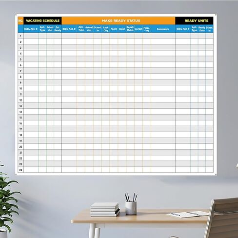 Lincia Large Property Management Make Ready White Board, 36"x45" Dry Erase Vision Board Project Management Checklist Schedule Wall Planner Reusable Apartment Maintenance Tool for Real Estate Manager in Kuwait