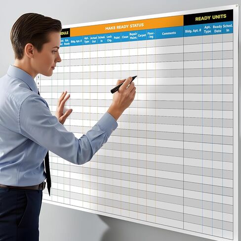 Lincia Large Property Management Make Ready White Board, 36"x45" Dry Erase Vision Board Project Management Checklist Schedule Wall Planner Reusable Apartment Maintenance Tool for Real Estate Manager in Kuwait