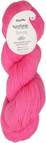 KnitPro Symfonie Fingering Weight Hand Dyed Semi-Solid Yarn Skein | Extra Fine Merino Wool & Polyamide Blend for Knitting & Crocheting, Oeko-TEX Certified 400m, 100g | Terra Ka-Pow Pink in Saudi Arabia