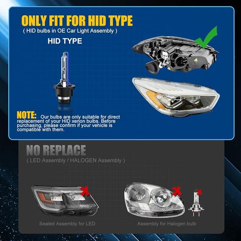 Fit for 2007-2015 Acura MDX RL RDX D2S HID Xenon Bulbs, 600% Brightness, Low Beam Light Bulb, 6500K Natural White, Plug-N-Play, of 2 in Saudi Arabia