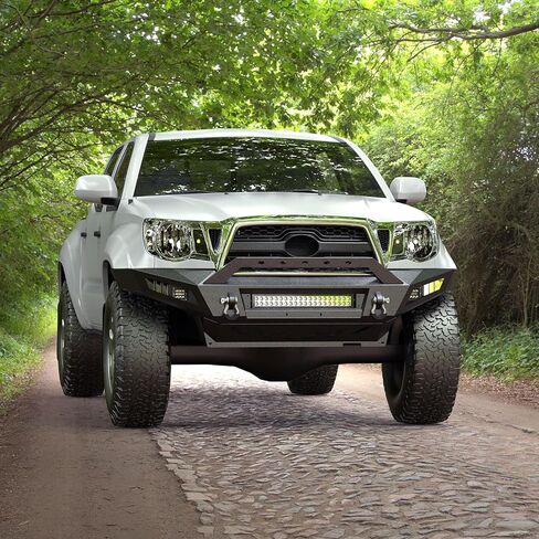 Tacoma Front Bumper Full Width Offroad Bumper for 2005-2011 Tacoma 2nd Gen Pickup Trucks w/o Winch Plate, 120W LED Light Bar, 2 x 39W LED Lights, 2 x D-Rings, Black in Saudi Arabia