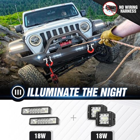 YZONA for JL JLU المصد الأمامي متوافق مع 2018 2019 2020 2021 2022 2023 2024 2025 2026 Jeep Wrangler JL JLU غير محدود للطرق الوعرة مع لوحة ونش وأضواء LED وقضيب الثور وحلقات على شكل حرف D (2/4 أبواب) in Kuwait