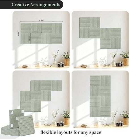 Large Bulletin Board, 48" x 24", 8 Pack Felt Wall Tiles, 1/2" Thick Cork Board for Office with 50 Adhesive Tabs, Felt Wall Panels for Classroom, Commercial Places, Office and Home Decor (Sage) in Saudi Arabia