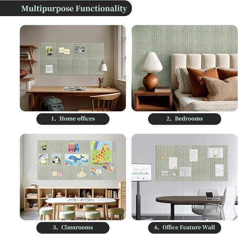 Large Bulletin Board, 48" x 24", 8 Pack Felt Wall Tiles, 1/2" Thick Cork Board for Office with 50 Adhesive Tabs, Felt Wall Panels for Classroom, Commercial Places, Office and Home Decor (Sage) in Saudi Arabia