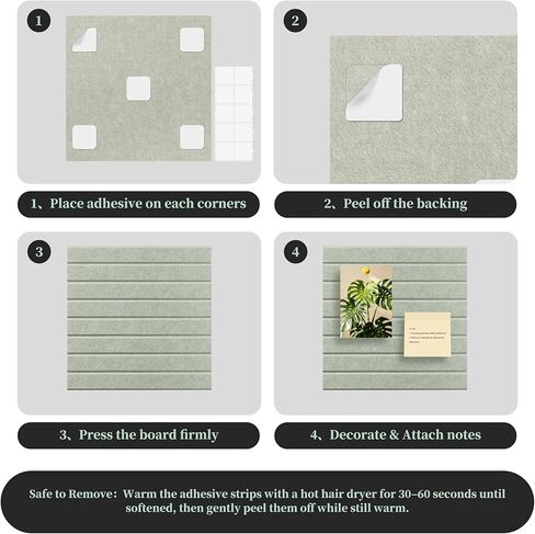 Large Bulletin Board, 48" x 24", 8 Pack Felt Wall Tiles, 1/2" Thick Cork Board for Office with 50 Adhesive Tabs, Felt Wall Panels for Classroom, Commercial Places, Office and Home Decor (Sage) in Saudi Arabia