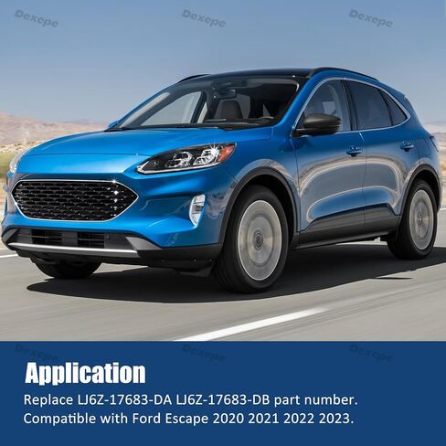 مجموعة مرآة جانبية للسائق متوافقة مع Ford Escape 2020-2023 مُسخنة مع مرآة النقطة العمياء، استبدال زجاج مزدوج قابل للتعديل LJ6Z-17682-AFT LJ6Z-17682-DA LJ6Z-17682-DB (يسار أسود) in Kuwait