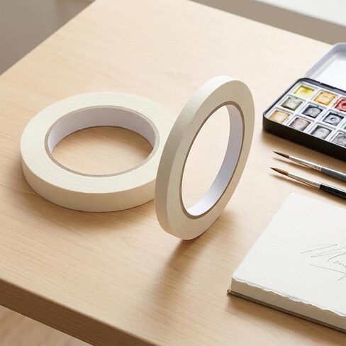 2 Pack White Artist Tape for Watercolor Paper, Washi Tape Acid Free Watercolor Tapes for Paper Border, Drafting, Painting Canvas and Framing, 0.4 Inch & 0.6 Inch X 164 FT in Saudi Arabia