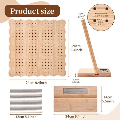 Granny Square Blocking Board for Crochet Projects - 9.25" Wooden Crochet Blocking Board with 20 Stainless Steel Steel Pegs - Essential Knitting & Crochet Supplies for Precise Shaping and Blocking Mats Replacement in Saudi Arabia