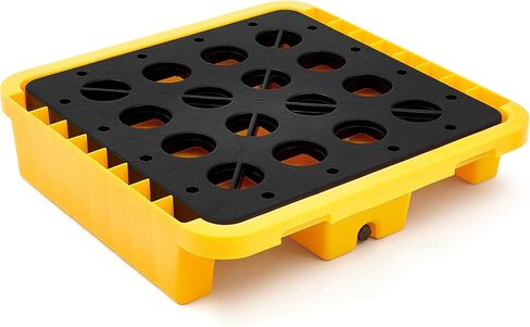 Pinkunn Spill Platform Spill Containment Platform with Grating Stackable Modular Platform with Drain Outlet Modular Platform Pallets Spill Containment Tray(Black,51.18 x 26.77 x 5.91 Inches) in Saudi Arabia