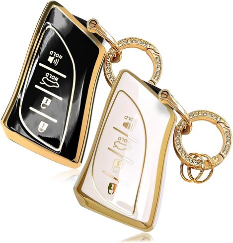 2 PCS for Lexus Key Fob Cover, Key Holder Fits for 2018-2023 2024 2025 RX350h ES LS RS GX 460 LX LC 500/500h Smart Key Accessaries,White and Black in Saudi Arabia
