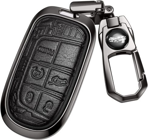 Key Fob Cover for Jeep, Keychain,Mech-Relief,Metal Leather Compatible with Grand Cherokee Compass Renegade in Saudi Arabia