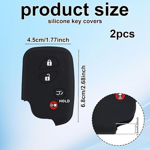 2pcs Key Fob Cover, 4-Button Silicone Car Key Case Protector Compatible with GX460 GS350 GS450h ES350 IS250 IS350 CT200h LS460 LS600h LX570 RX350 RX450h Smart Remote Holder in Saudi Arabia