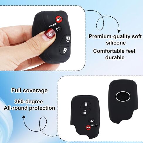 2pcs Key Fob Cover, 4-Button Silicone Car Key Case Protector Compatible with GX460 GS350 GS450h ES350 IS250 IS350 CT200h LS460 LS600h LX570 RX350 RX450h Smart Remote Holder in Saudi Arabia