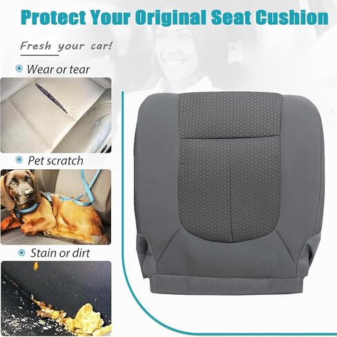 Mythoria Front Driver Bottom Replacement Leather Seat Cover Gray （#1S 2S or 3S） Compatible with Ford F250 F350 F450 F550 XLT 2011 2012 2013 2014 2015 2016 in Saudi Arabia