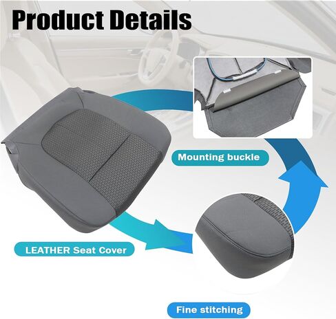 Mythoria Front Driver Bottom Replacement Leather Seat Cover Gray （#1S 2S or 3S） Compatible with Ford F250 F350 F450 F550 XLT 2011 2012 2013 2014 2015 2016 in Saudi Arabia