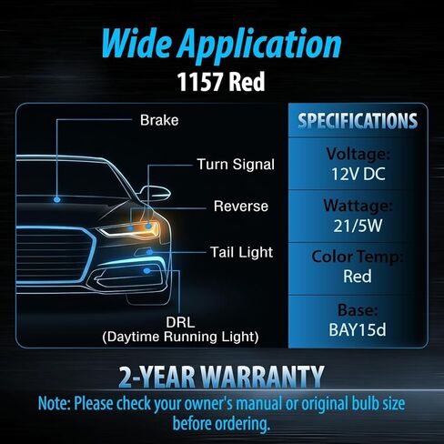 1157 Red Bulbs 4 Pack Automotive Replacement for Brake Stop Tail Rear Turn Signal Lights 12V 21/5W Dual Filament P21/5W BAY15d Base Miniature Lamps in Saudi Arabia