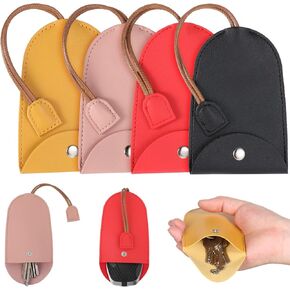 Protective Pull out Key Case, 4 PCS Pull out Keys Covers Case Retractable Car Keychain Pouch Large-Capacity PU Leather Key Holder for Purse Men & Women, Anti-Loss Not Easy to Slip Keys Pouch in Saudi Arabia