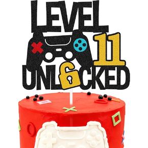 Level 11 Unlocked Cake Topper Happy 11 Birthday Cake Toppers Game Controller 11th Birthday Cake Decor - Video Game Theme Party Supplies for Men Women Teenager in Saudi Arabia