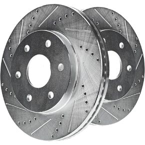 [6-Stud Models w/Manual Parking Brake] Rear 13.70" Drilled and Slotted Brake Rotors Compatible with 2012-2020 Ford F-150, 12 13 14 15 16 17 18 19 20 Vented Disc Brakes 54186, 2 Pcs in Saudi Arabia