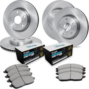 R1 Concepts Front and Rear Brake Kit Fits 2017-2020 Audi Q7; 2019-2020 Audi A8, Q8| Euro Ceramic Brake Pads and Blank Brake Rotors| 14.76" Front & 14.0" Rear in Kuwait