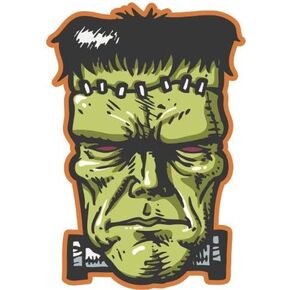 Magnet Scary Frankenstein with Bolts and Stitches Green Black Orange Magnetic Vinyl Magnet Bumper Sticker Two in One Pack (4 Inches Tall) in Saudi Arabia