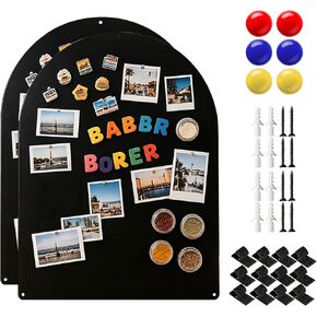 2 Pack Metal Arched Magnetic Bulletin Board, 16" x 12" Magnet Board for Wall with 6 Magnets & Dual Lock Tapes & Screws, Metal Sheets for Display Photos, Notes in Saudi Arabia