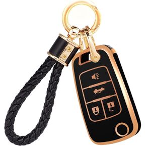 For Buick Chevy Key Fob Cover with Keychain, Key Fob Case Cover Fits for Buick Encore Chevrolet Chevy Cruze Sonic Trax Malibu GMC Terrain Car Accessories Flip Smart Key, Purple Black in Saudi Arabia