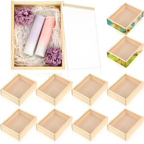 10 Pcs Unfinished Wood Boxes, 6.3 x 4.9 x 1.8 Inch Small Rectangle Crates Wooden Box with Lid for DIY Birthday Party Favor Gift Supplies in Kuwait