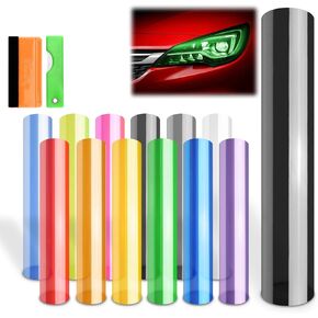 EZAUTO WRAP Free Tool Kit 12"x36" (1FT x 3FT) Glossy Red Headlight Taillight Fog Light Side Marker Vinyl Tint Film Self Adhesive in Kuwait