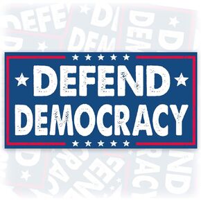 Defend Democracy | Bumper Sticker or Car Magnet | Defend Democracy Retro Blue Magnetic Decorations for Cars [7.5x3.75] in Saudi Arabia