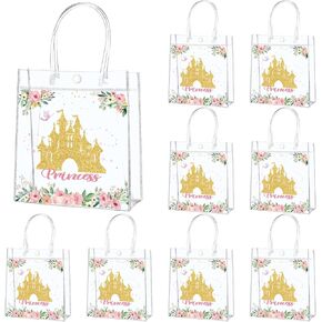 24Pcs Princess Birthday Party Favor Bags PVC Gift Snacks Bag With Handle 5.9 x 2.8 x 6.3 Inches Castle Floral Fairy Princess Theme Treat Candy Goodies Plastic Bag for Birthday Baby Shower Supplies in Saudi Arabia